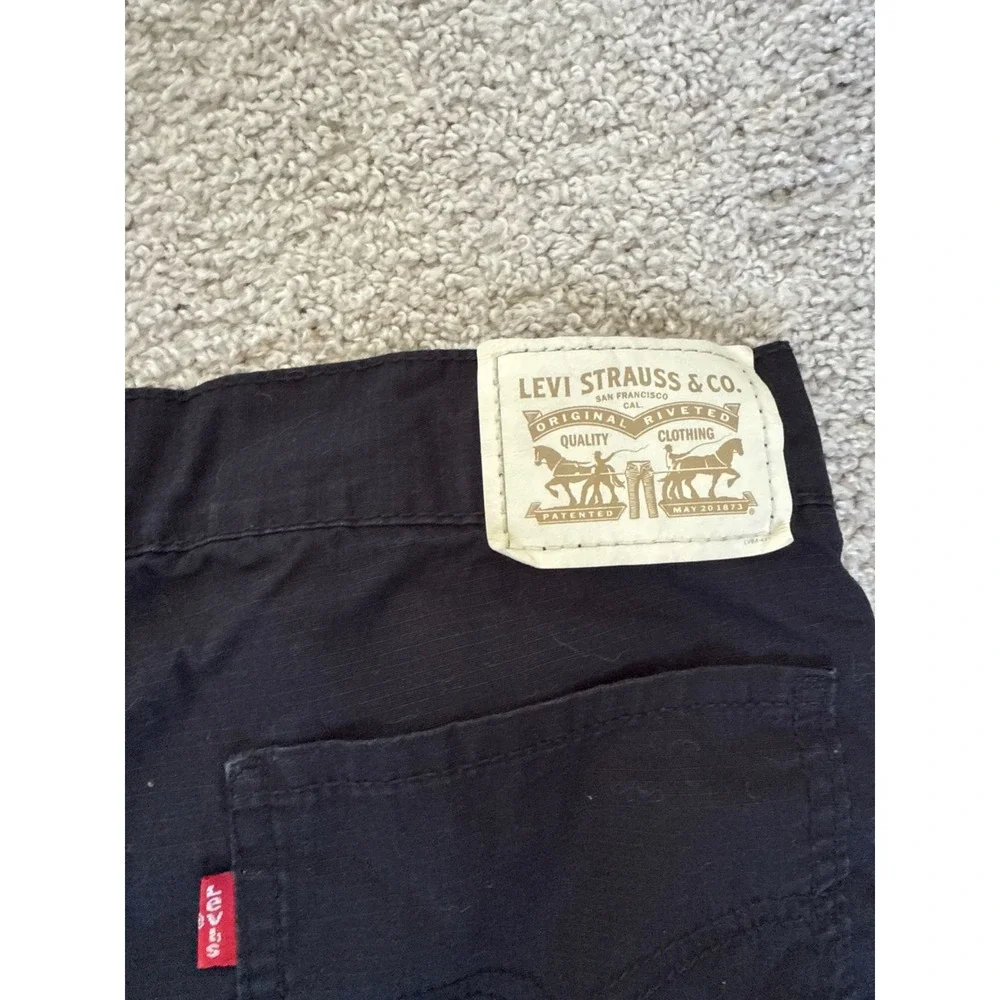 Levis Kids Black Cargo Shorts Size 16 Regular W28 Cotton Ripstop Multi Pocket